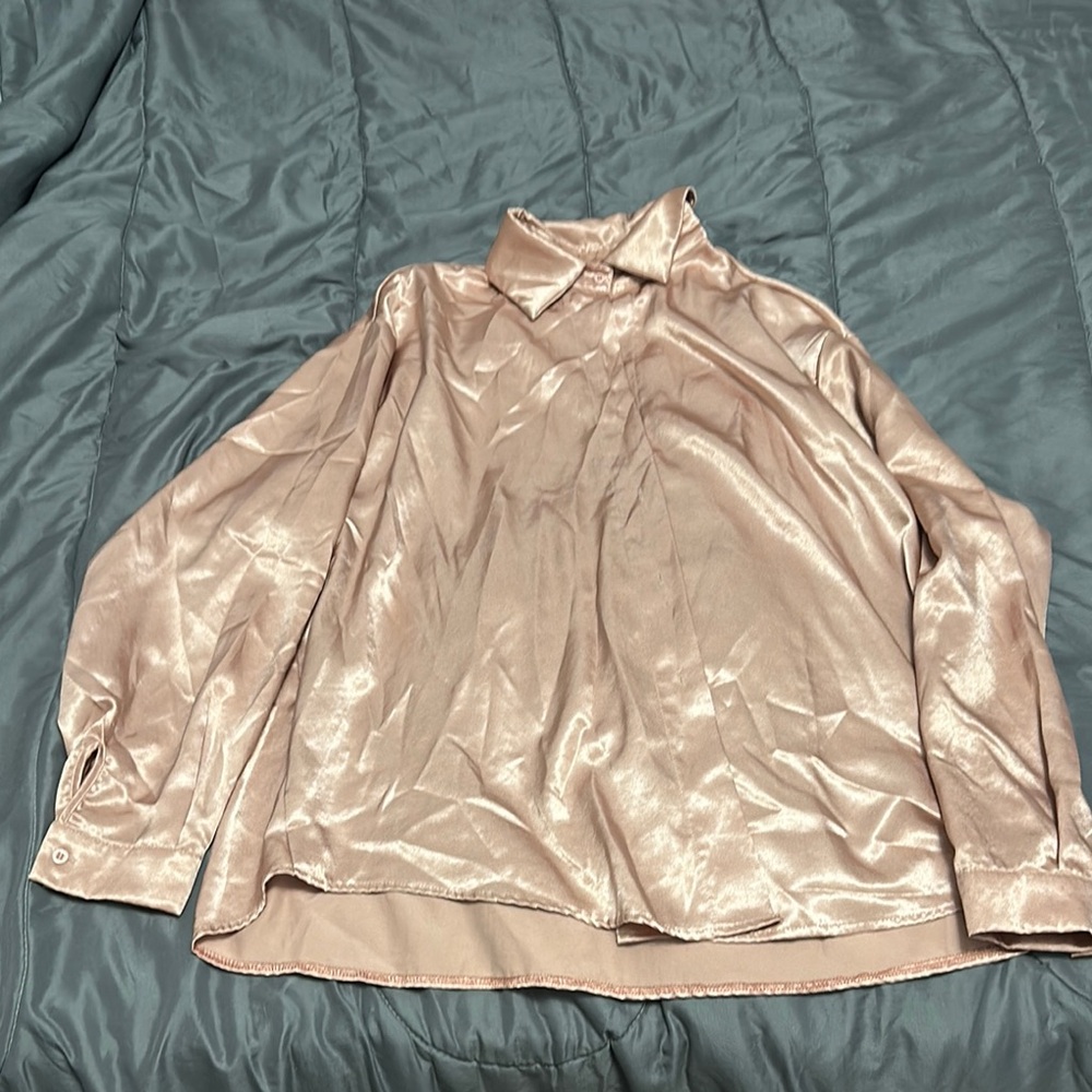 Glossy Pink Long Sleeve Blouse